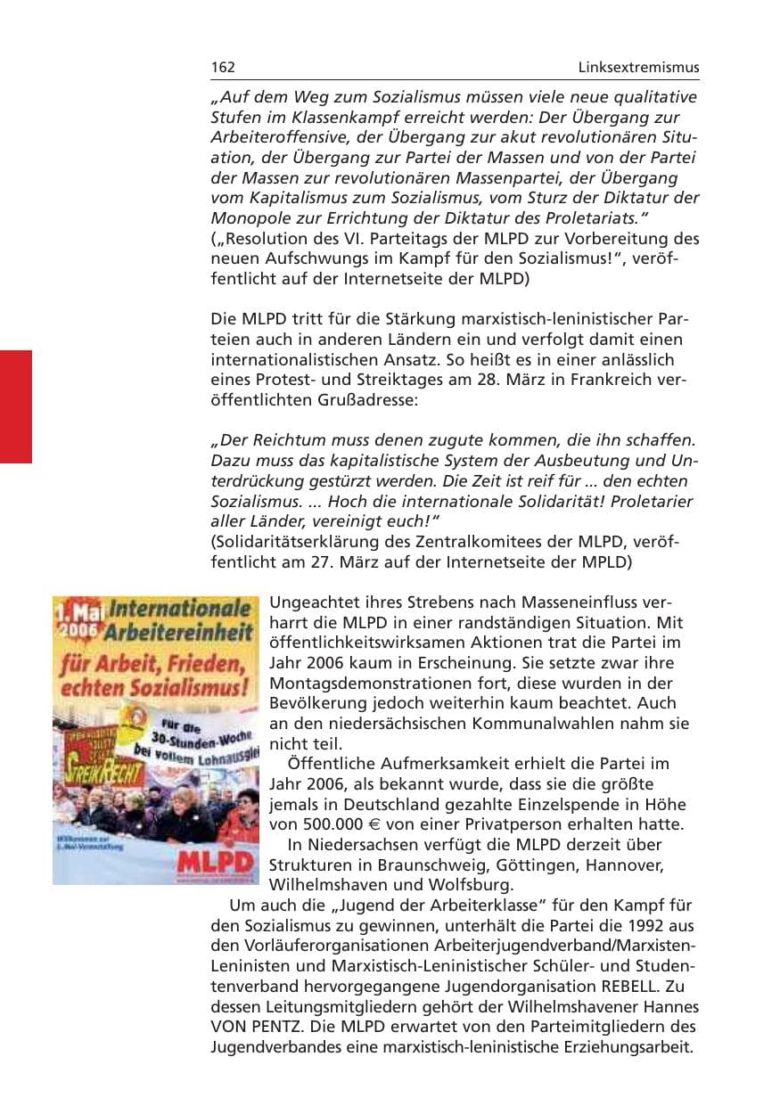 Seite 163 des Verfassungsschutzbericht 2006 Niedersachsen