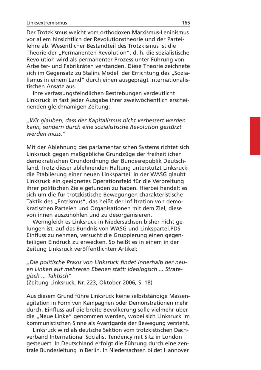 Seite 166 des Verfassungsschutzbericht 2006 Niedersachsen