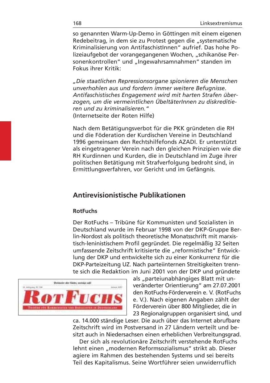 Seite 169 des Verfassungsschutzbericht 2006 Niedersachsen