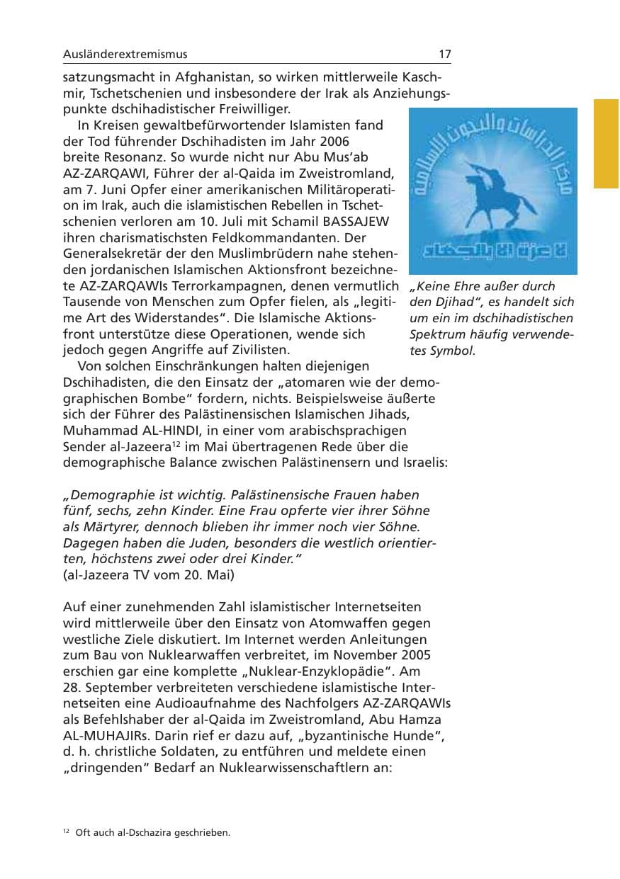 Seite 18 des Verfassungsschutzbericht 2006 Niedersachsen