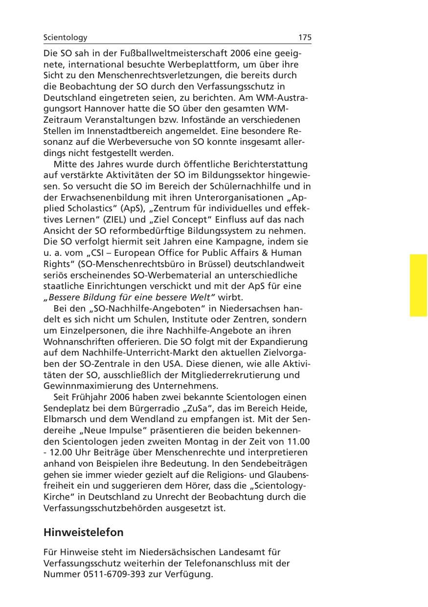 Seite 176 des Verfassungsschutzbericht 2006 Niedersachsen