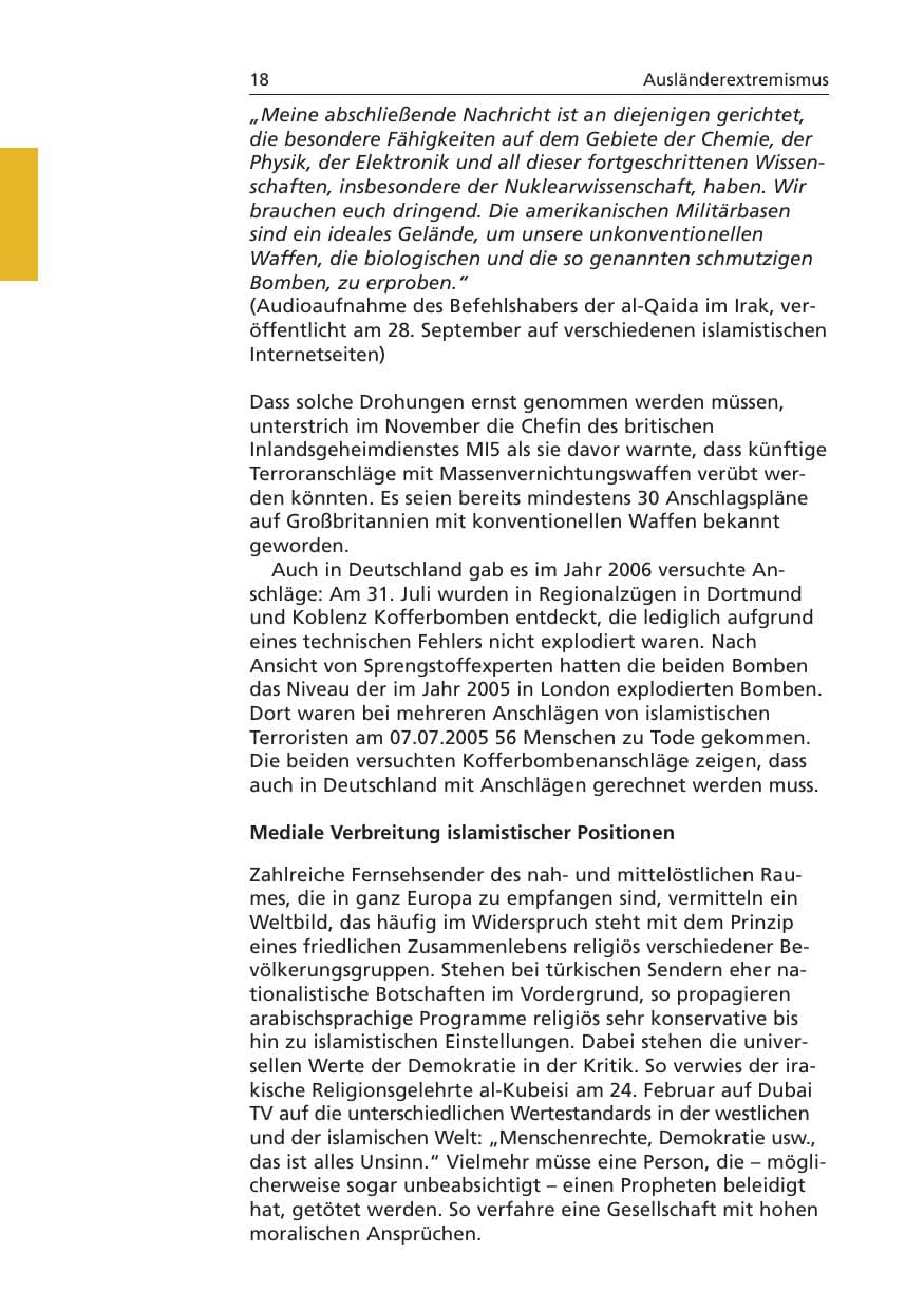 Seite 19 des Verfassungsschutzbericht 2006 Niedersachsen