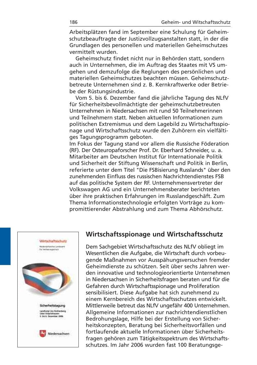Seite 187 des Verfassungsschutzbericht 2006 Niedersachsen