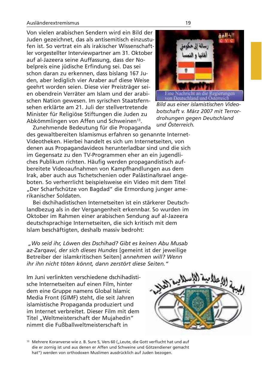 Seite 20 des Verfassungsschutzbericht 2006 Niedersachsen