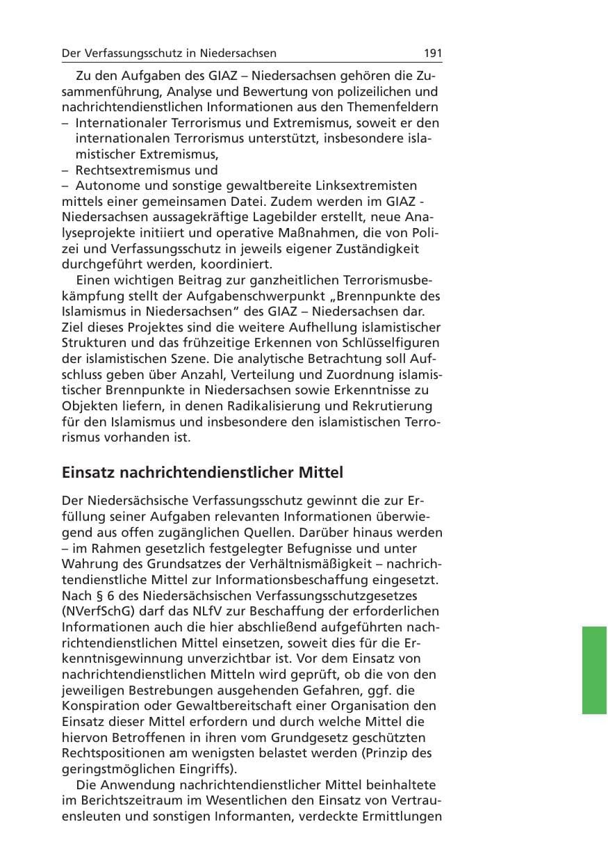 Seite 192 des Verfassungsschutzbericht 2006 Niedersachsen