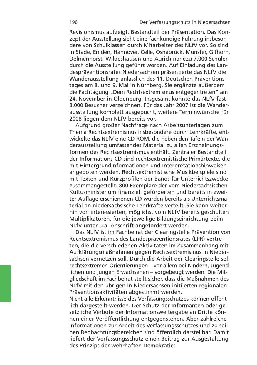 Seite 197 des Verfassungsschutzbericht 2006 Niedersachsen