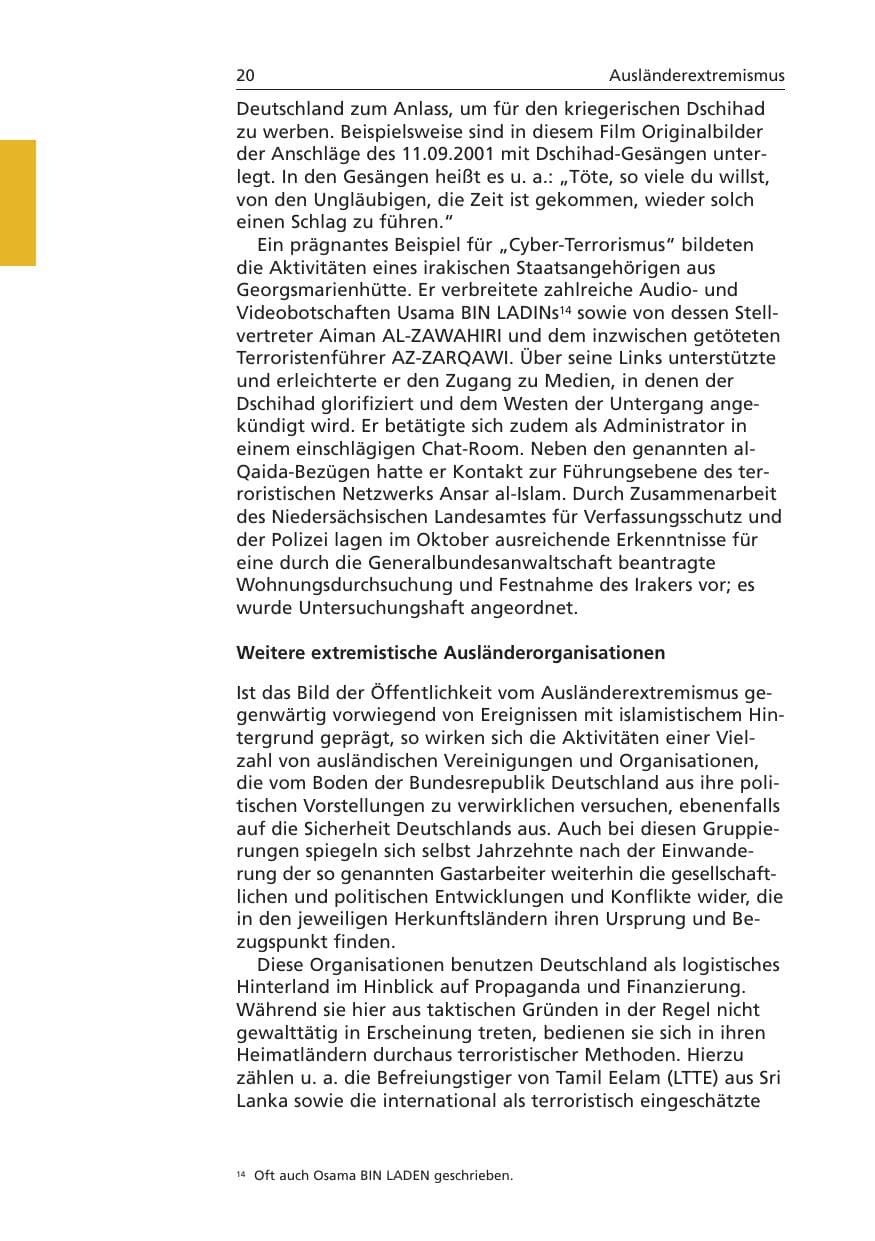 Seite 21 des Verfassungsschutzbericht 2006 Niedersachsen