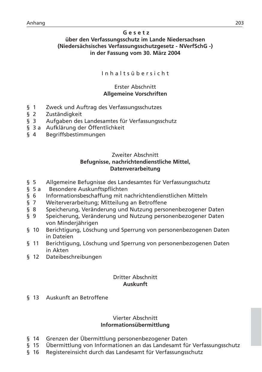 Seite 204 des Verfassungsschutzbericht 2006 Niedersachsen