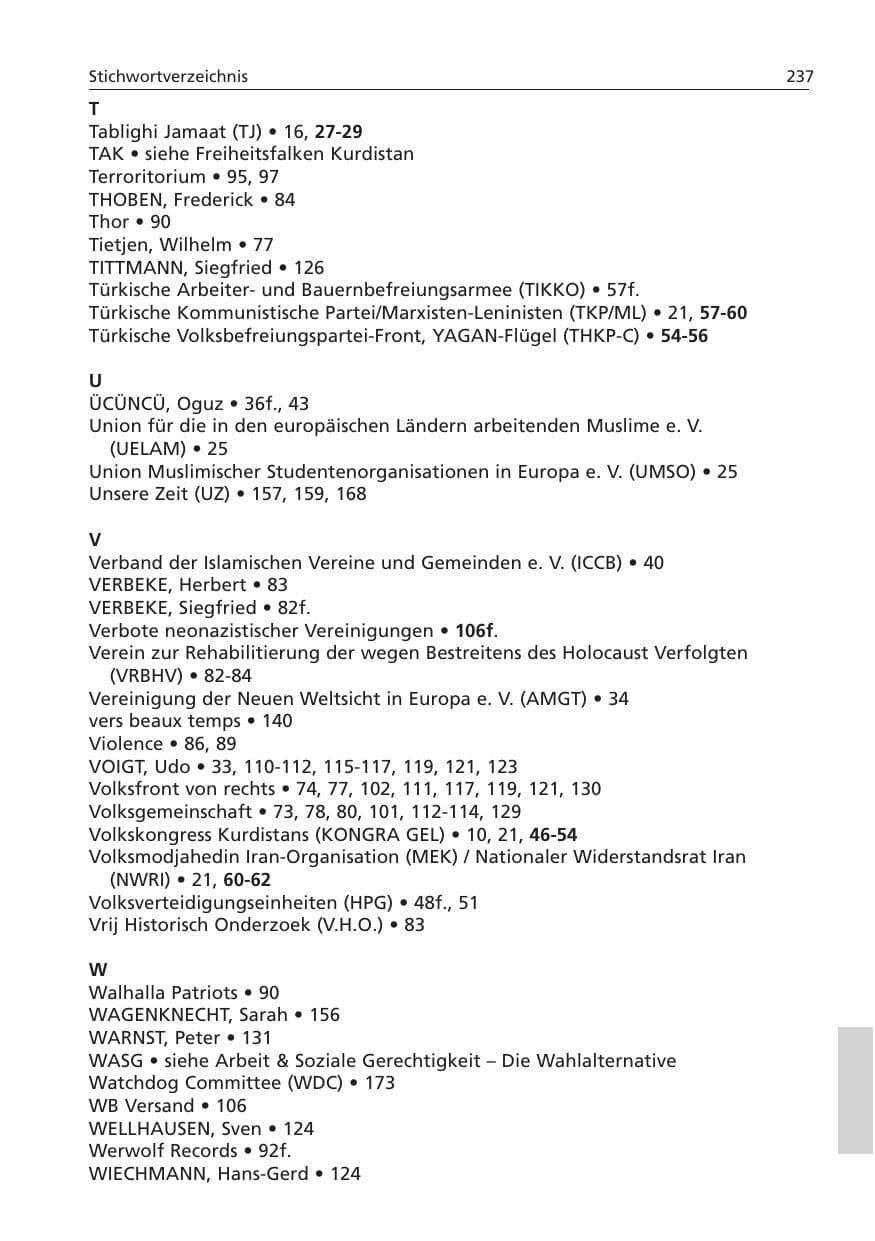 Seite 238 des Verfassungsschutzbericht 2006 Niedersachsen