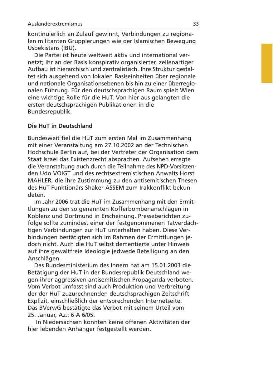 Seite 34 des Verfassungsschutzbericht 2006 Niedersachsen