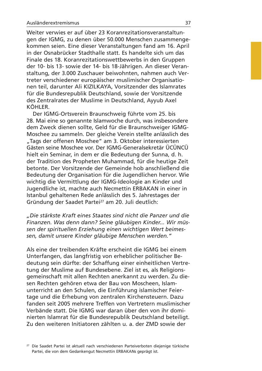 Seite 38 des Verfassungsschutzbericht 2006 Niedersachsen
