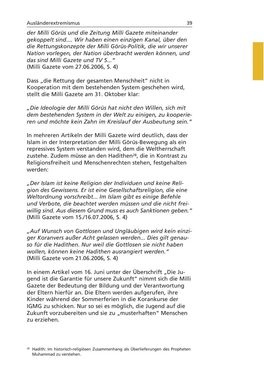 Seite 40 des Verfassungsschutzbericht 2006 Niedersachsen