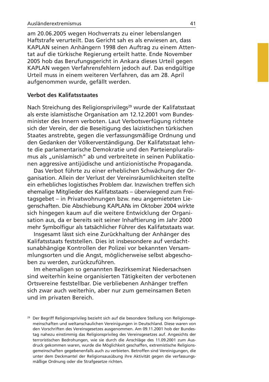 Seite 42 des Verfassungsschutzbericht 2006 Niedersachsen