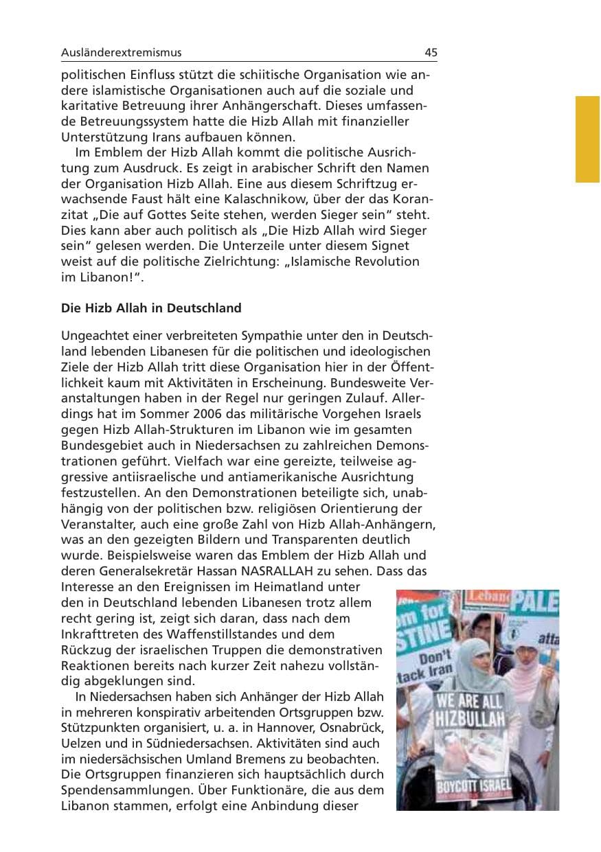 Seite 46 des Verfassungsschutzbericht 2006 Niedersachsen