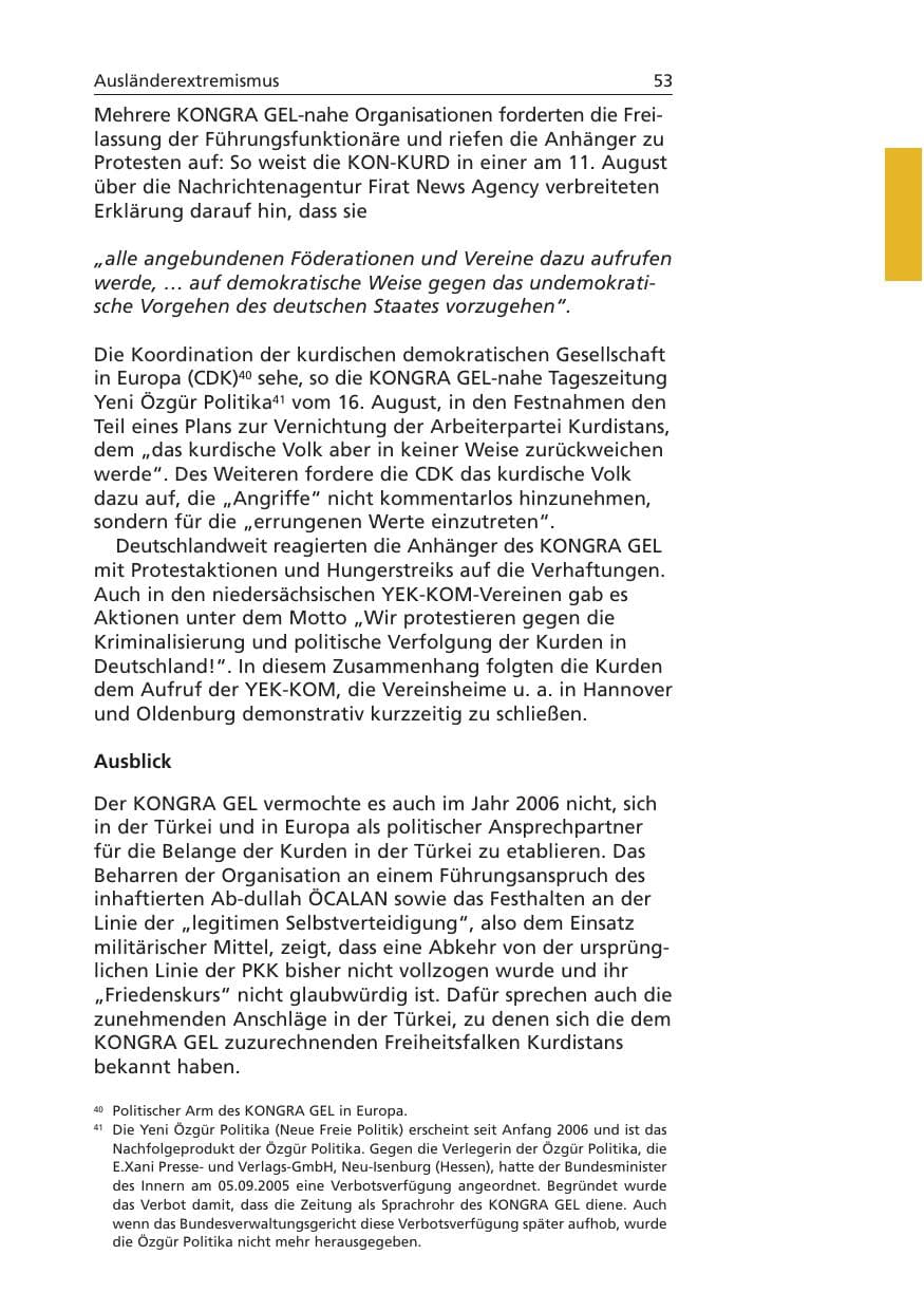 Seite 54 des Verfassungsschutzbericht 2006 Niedersachsen