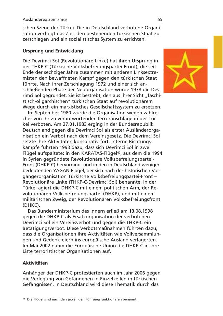 Seite 56 des Verfassungsschutzbericht 2006 Niedersachsen