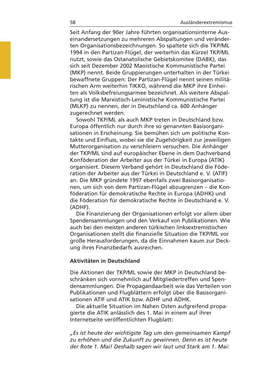 Seite 59 des Verfassungsschutzbericht 2006 Niedersachsen