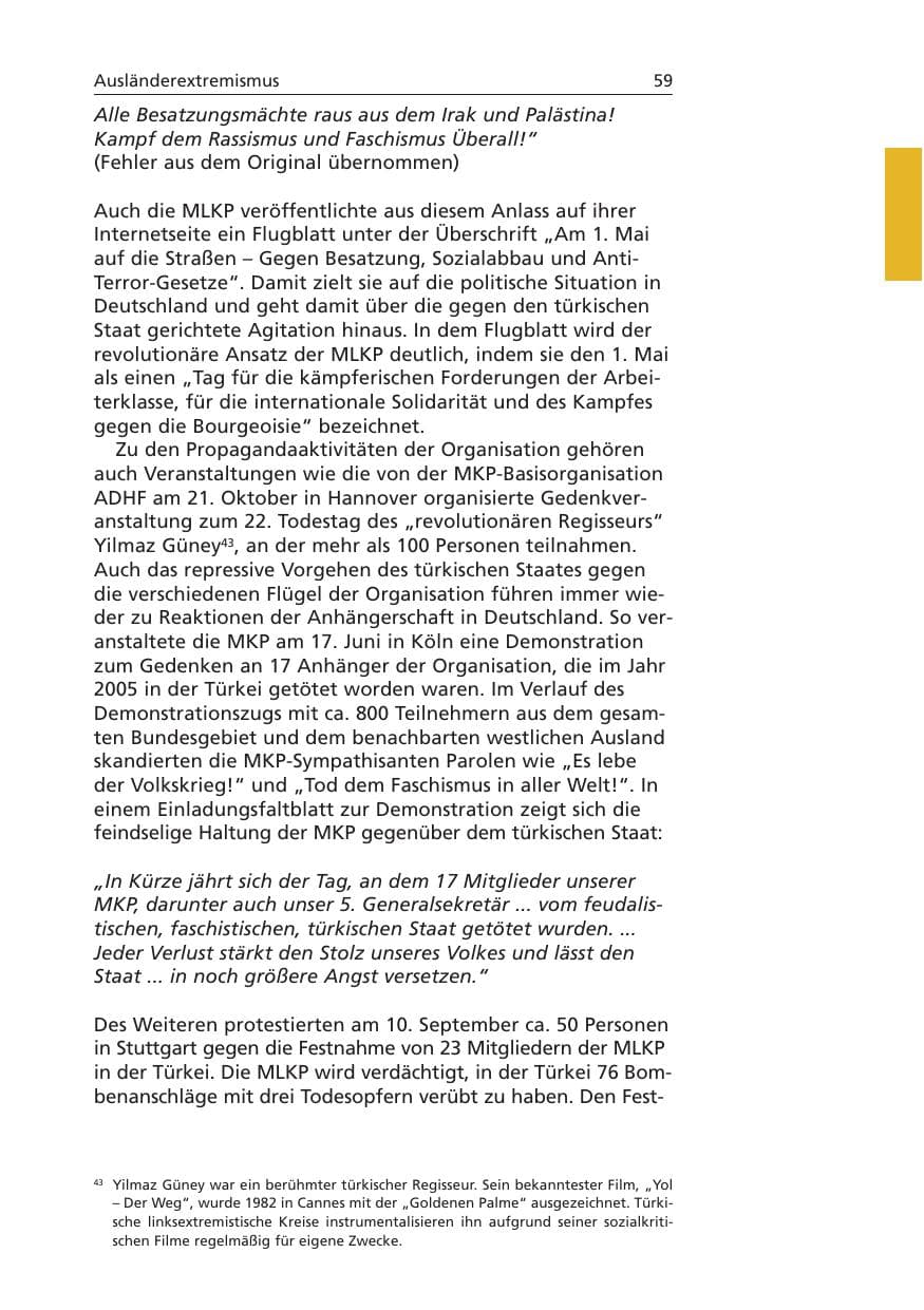 Seite 60 des Verfassungsschutzbericht 2006 Niedersachsen