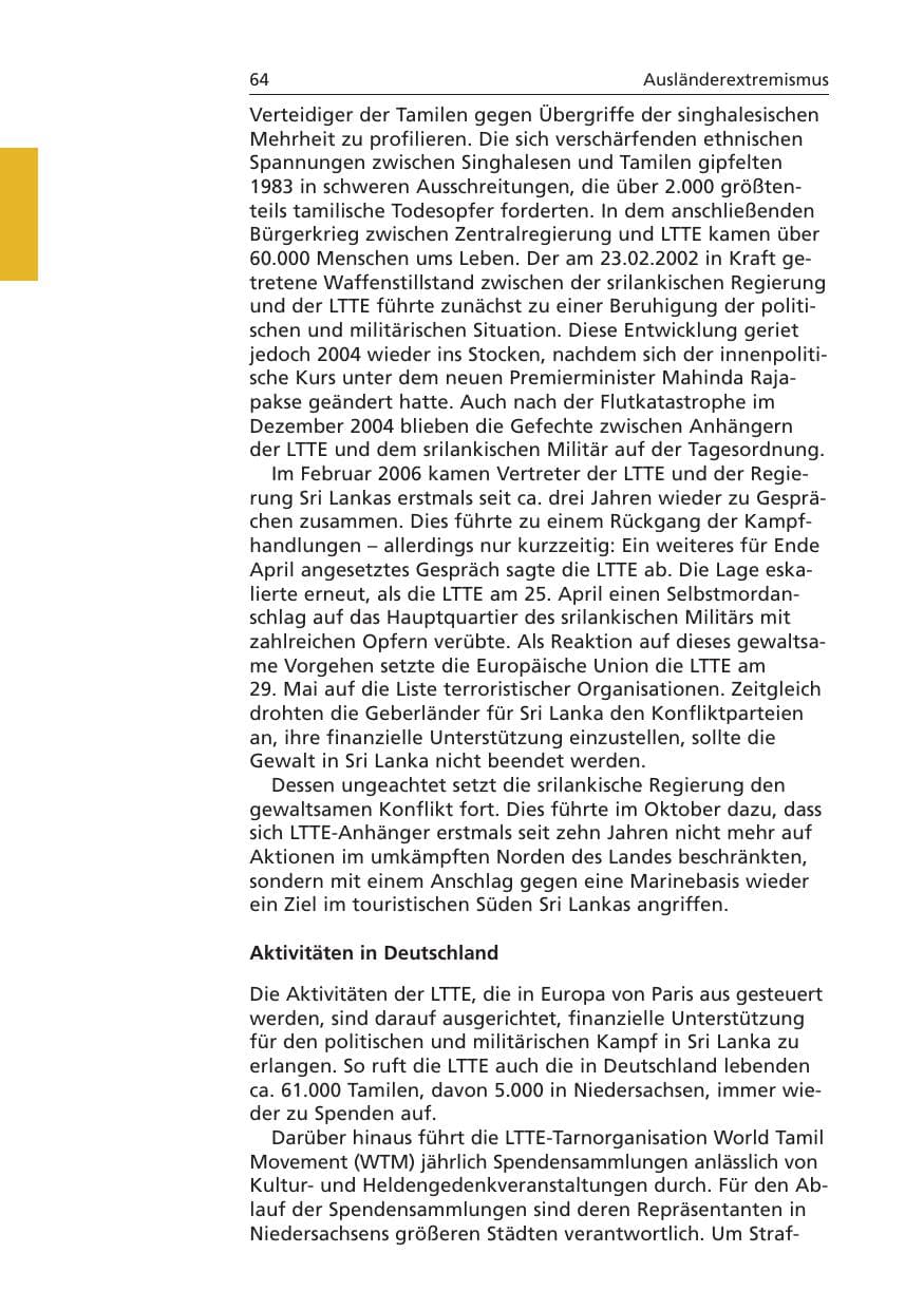 Seite 65 des Verfassungsschutzbericht 2006 Niedersachsen