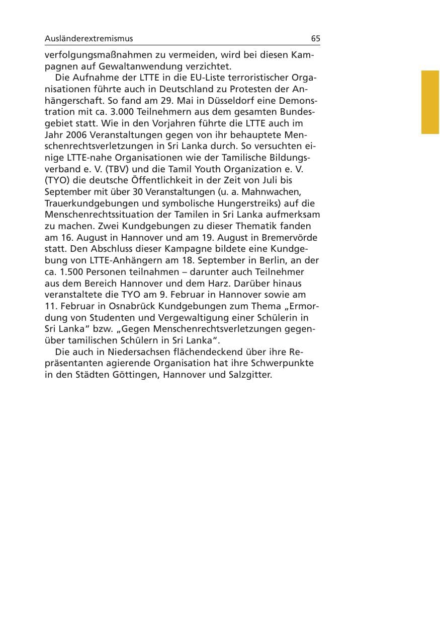 Seite 66 des Verfassungsschutzbericht 2006 Niedersachsen