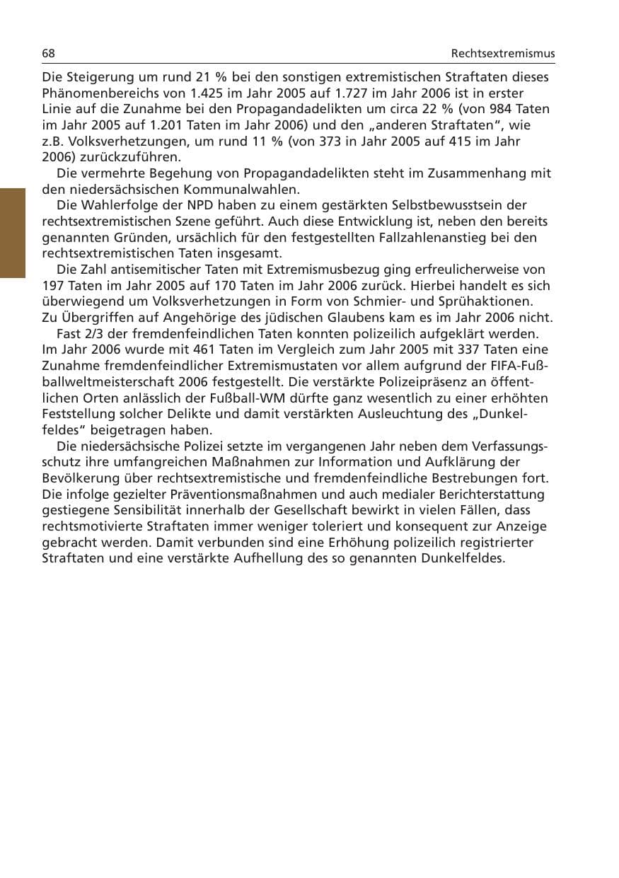 Seite 69 des Verfassungsschutzbericht 2006 Niedersachsen