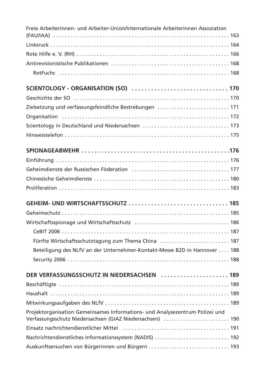 Seite 8 des Verfassungsschutzbericht 2006 Niedersachsen