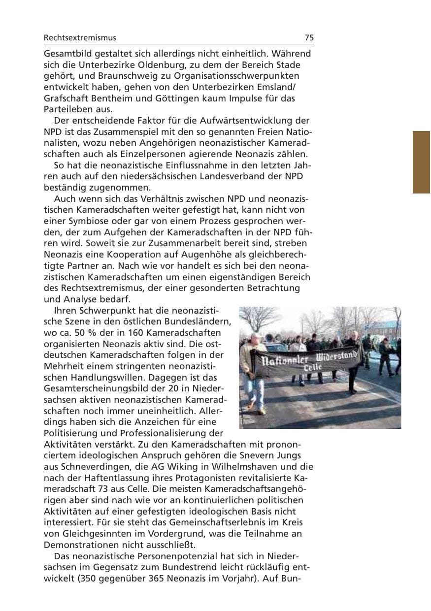Seite 76 des Verfassungsschutzbericht 2006 Niedersachsen
