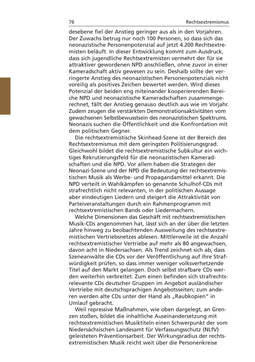 Seite 77 des Verfassungsschutzbericht 2006 Niedersachsen