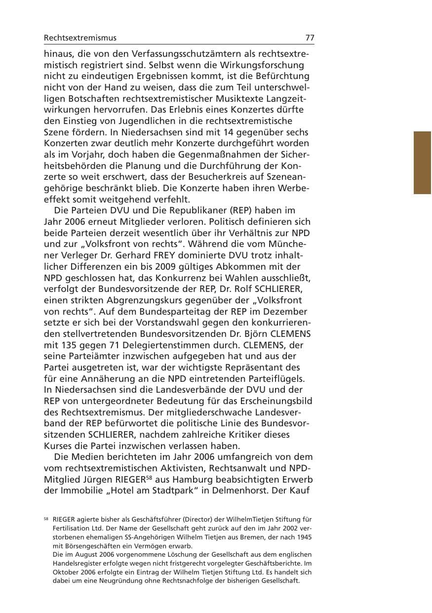 Seite 78 des Verfassungsschutzbericht 2006 Niedersachsen