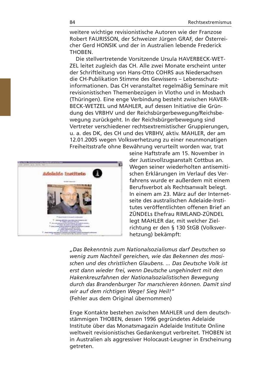 Seite 85 des Verfassungsschutzbericht 2006 Niedersachsen