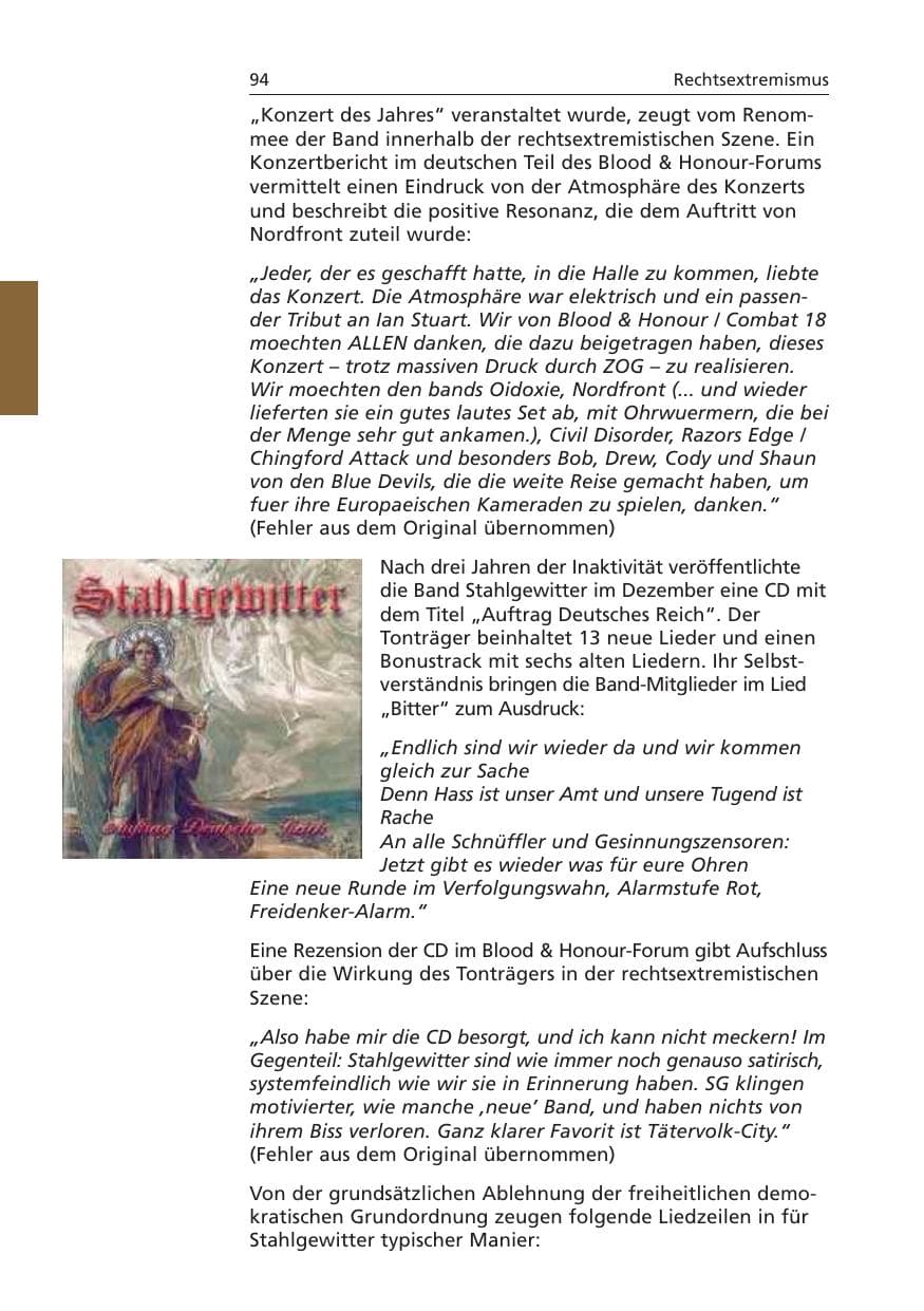 Seite 95 des Verfassungsschutzbericht 2006 Niedersachsen