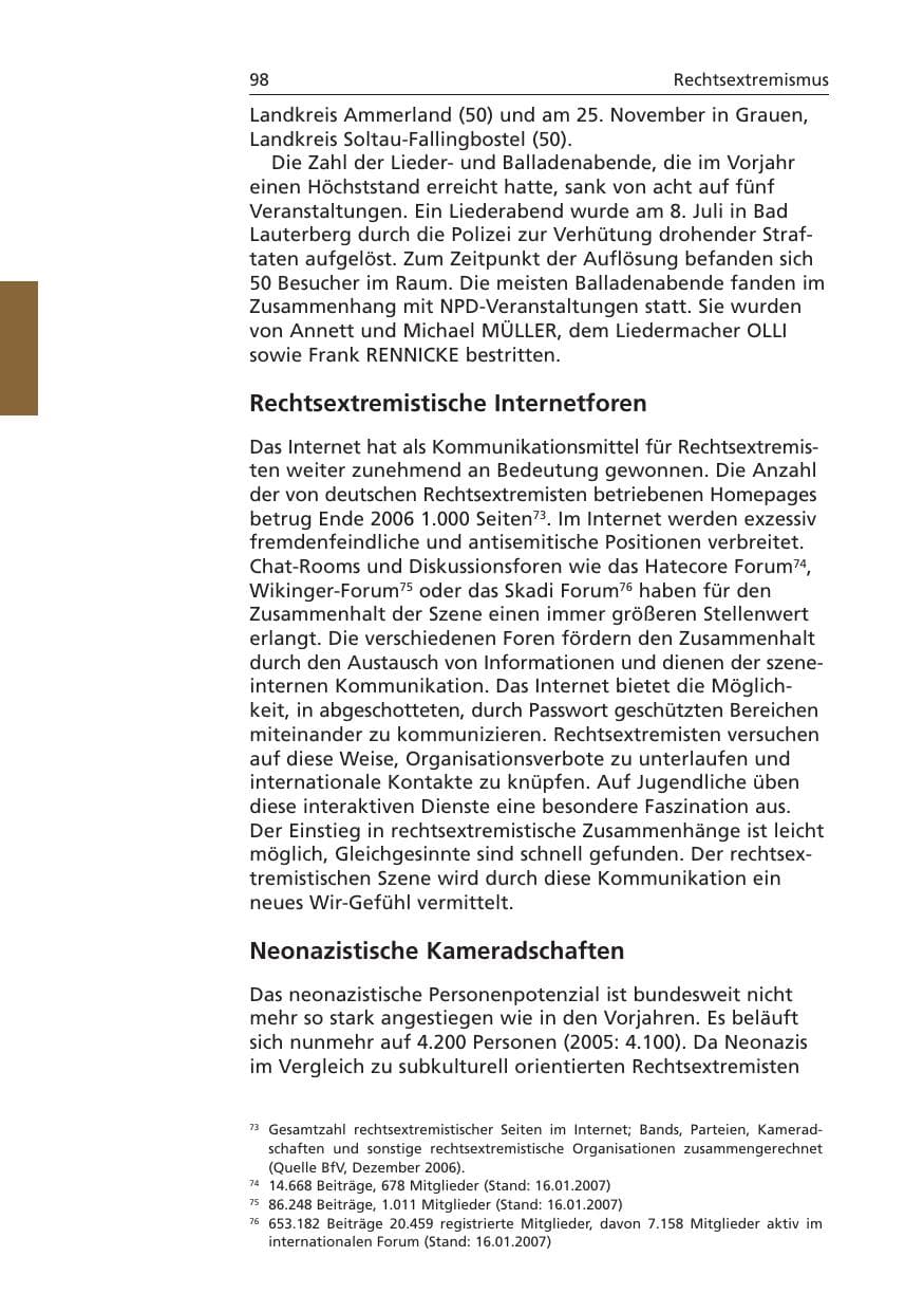 Seite 99 des Verfassungsschutzbericht 2006 Niedersachsen