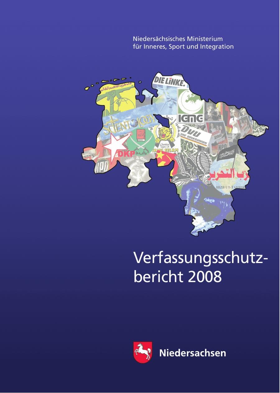 Seite 1 des Verfassungsschutzbericht 2008 Niedersachsen