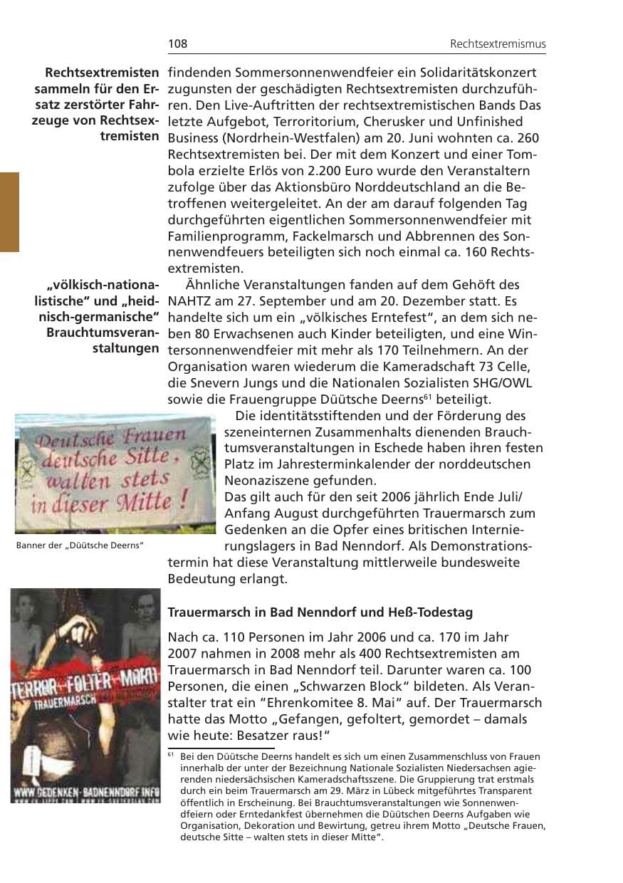 Seite 108 des Verfassungsschutzbericht 2008 Niedersachsen