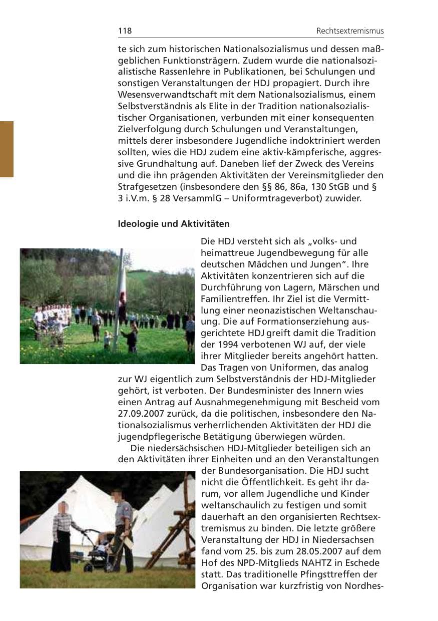 Seite 118 des Verfassungsschutzbericht 2008 Niedersachsen