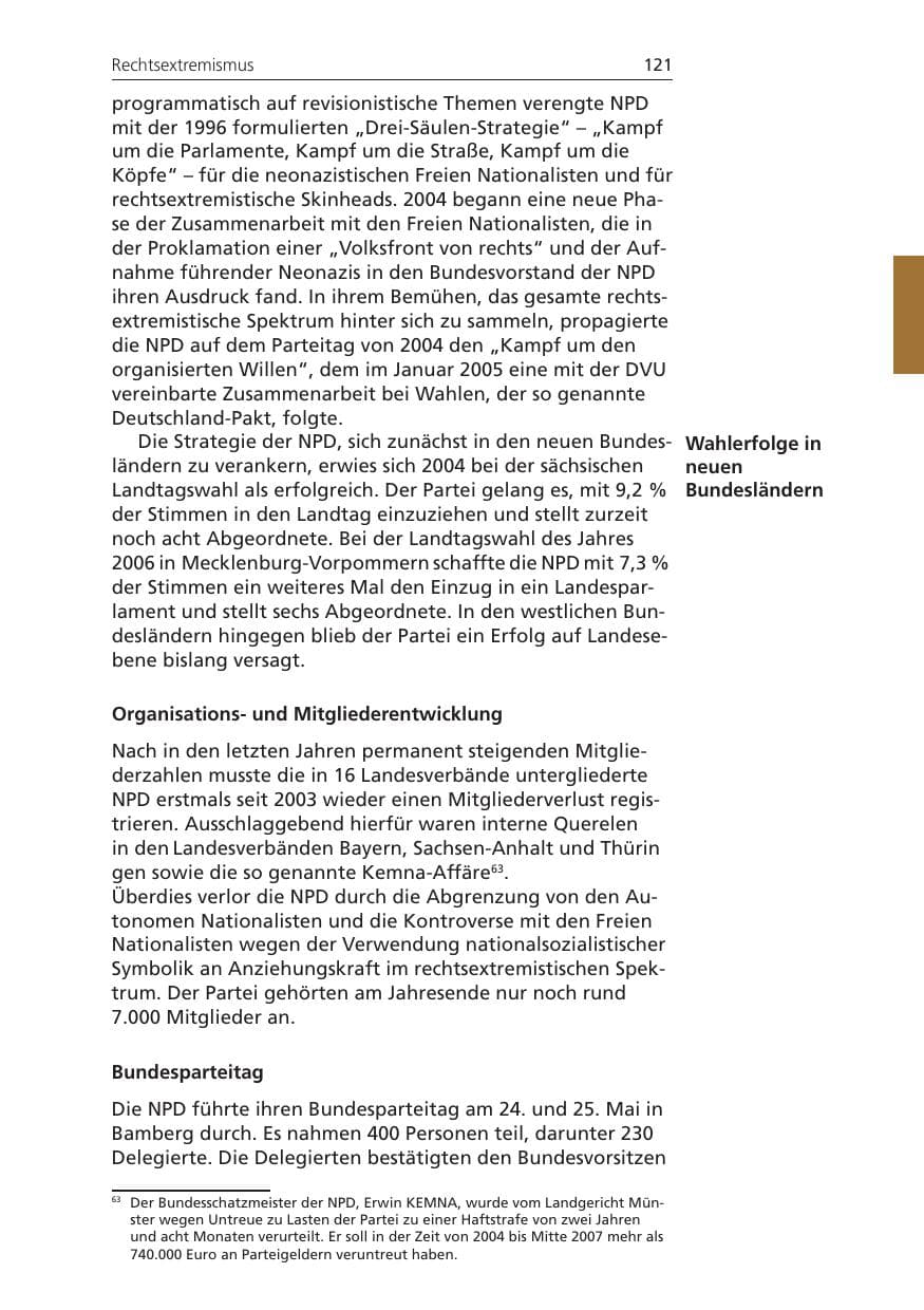 Seite 121 des Verfassungsschutzbericht 2008 Niedersachsen