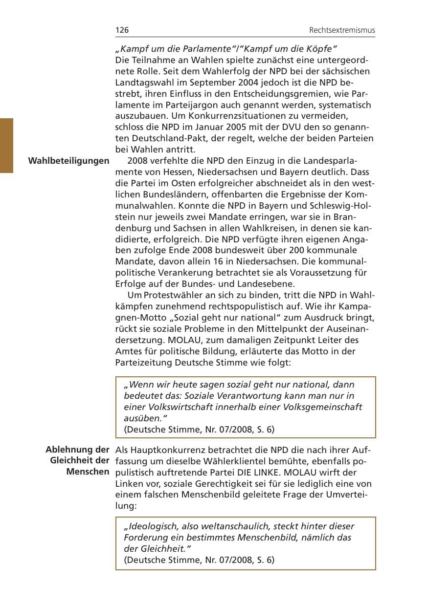 Seite 126 des Verfassungsschutzbericht 2008 Niedersachsen