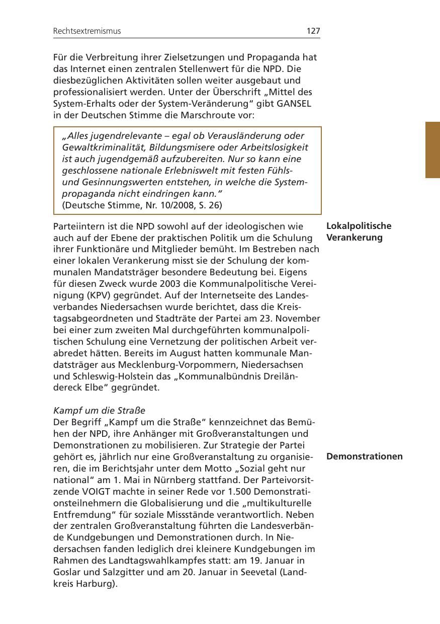 Seite 127 des Verfassungsschutzbericht 2008 Niedersachsen