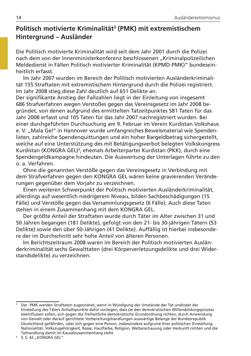 Seite 14 des Verfassungsschutzbericht 2008 Niedersachsen