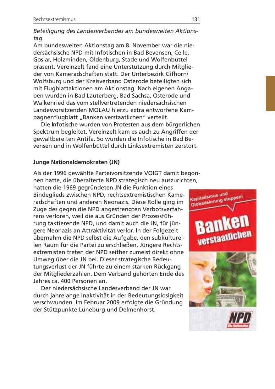 Seite 131 des Verfassungsschutzbericht 2008 Niedersachsen