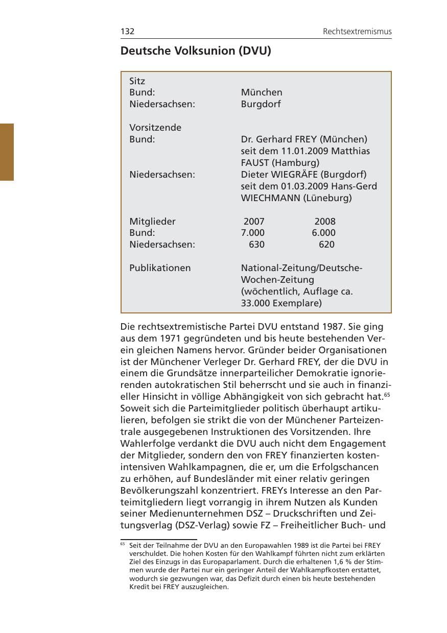 Seite 132 des Verfassungsschutzbericht 2008 Niedersachsen