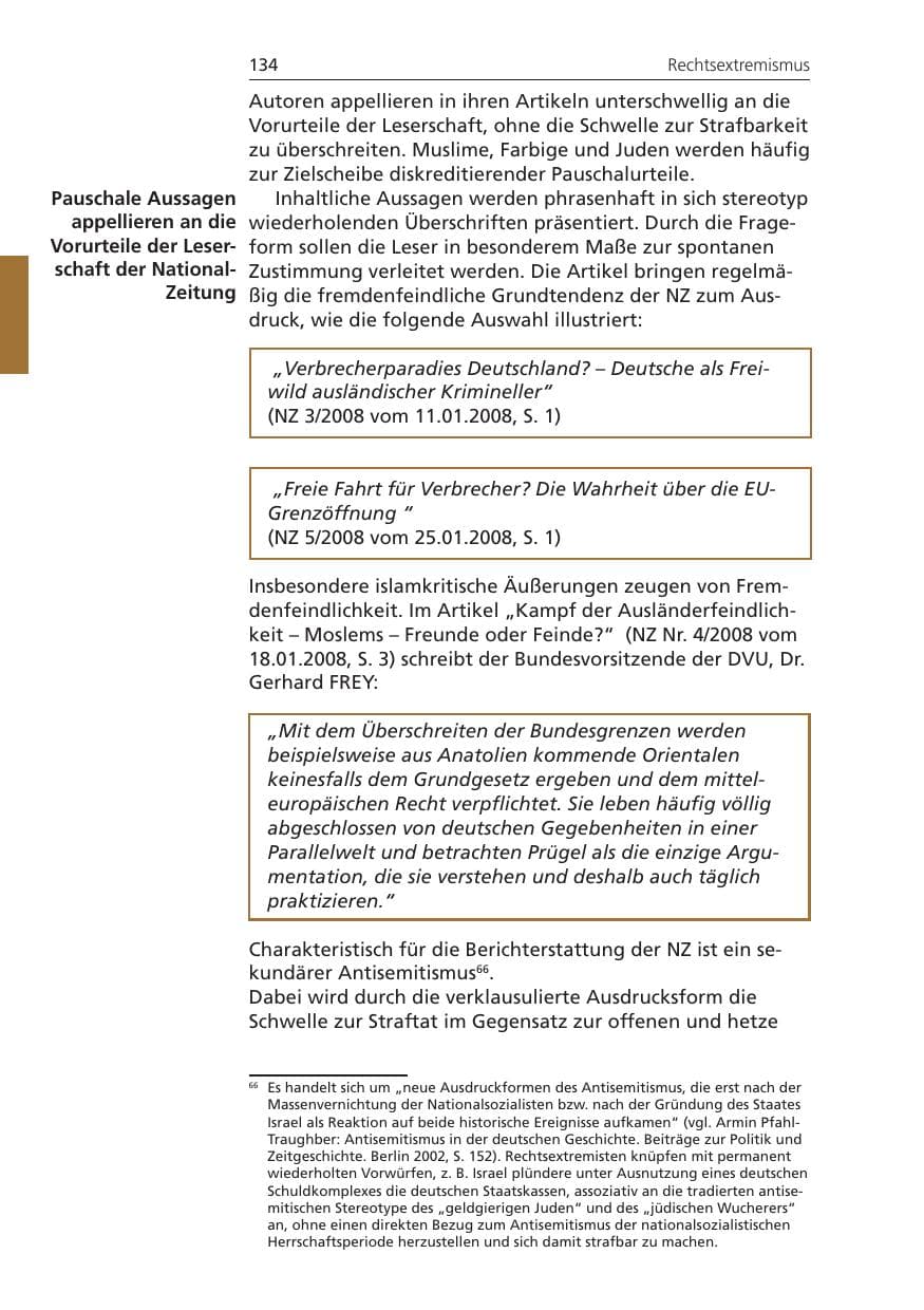 Seite 134 des Verfassungsschutzbericht 2008 Niedersachsen