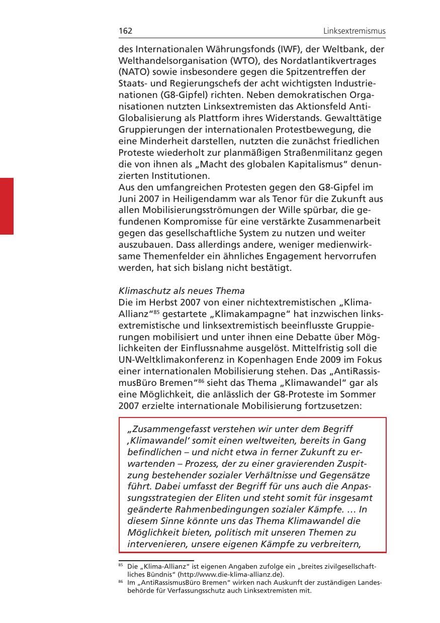 Seite 162 des Verfassungsschutzbericht 2008 Niedersachsen