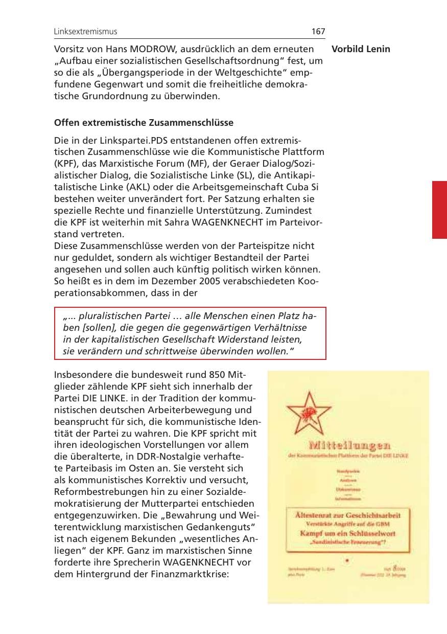 Seite 167 des Verfassungsschutzbericht 2008 Niedersachsen