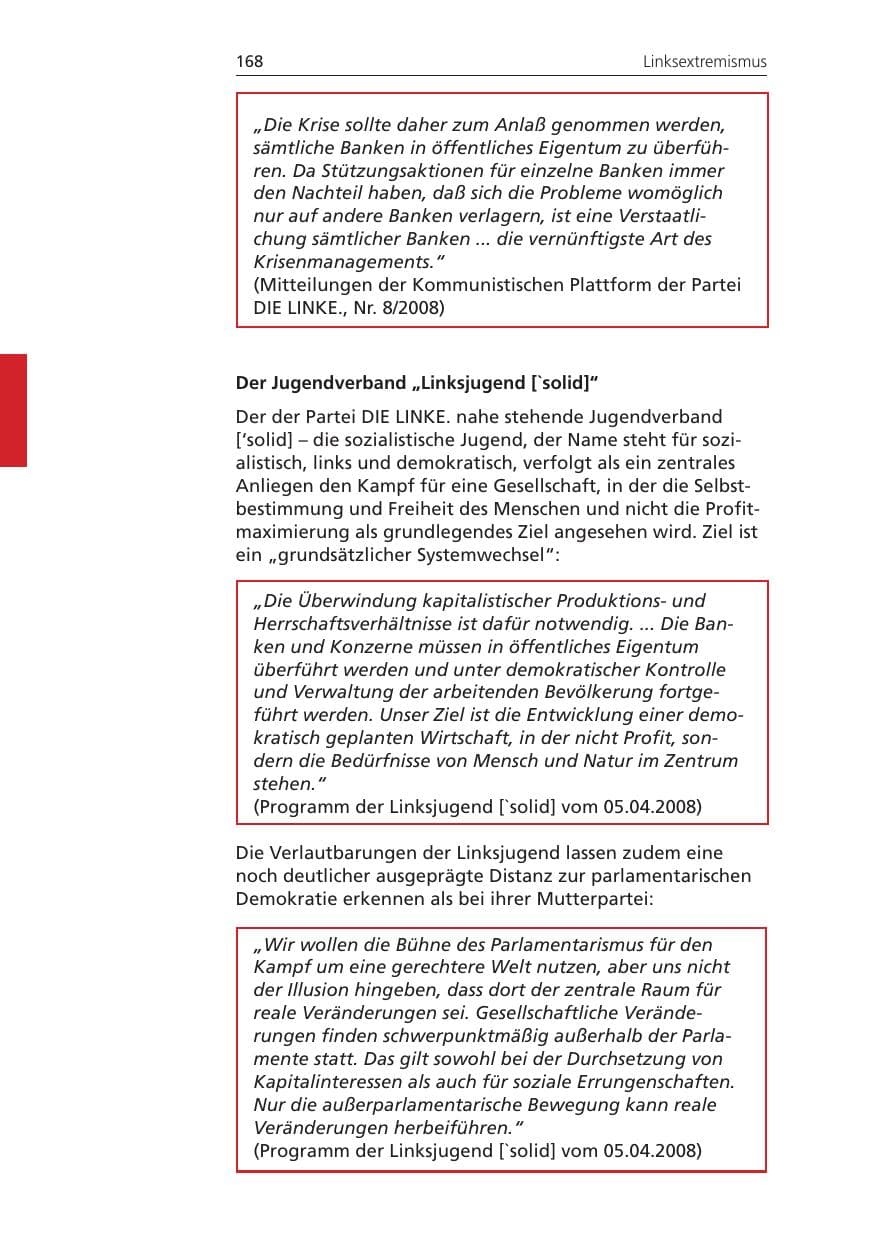 Seite 168 des Verfassungsschutzbericht 2008 Niedersachsen