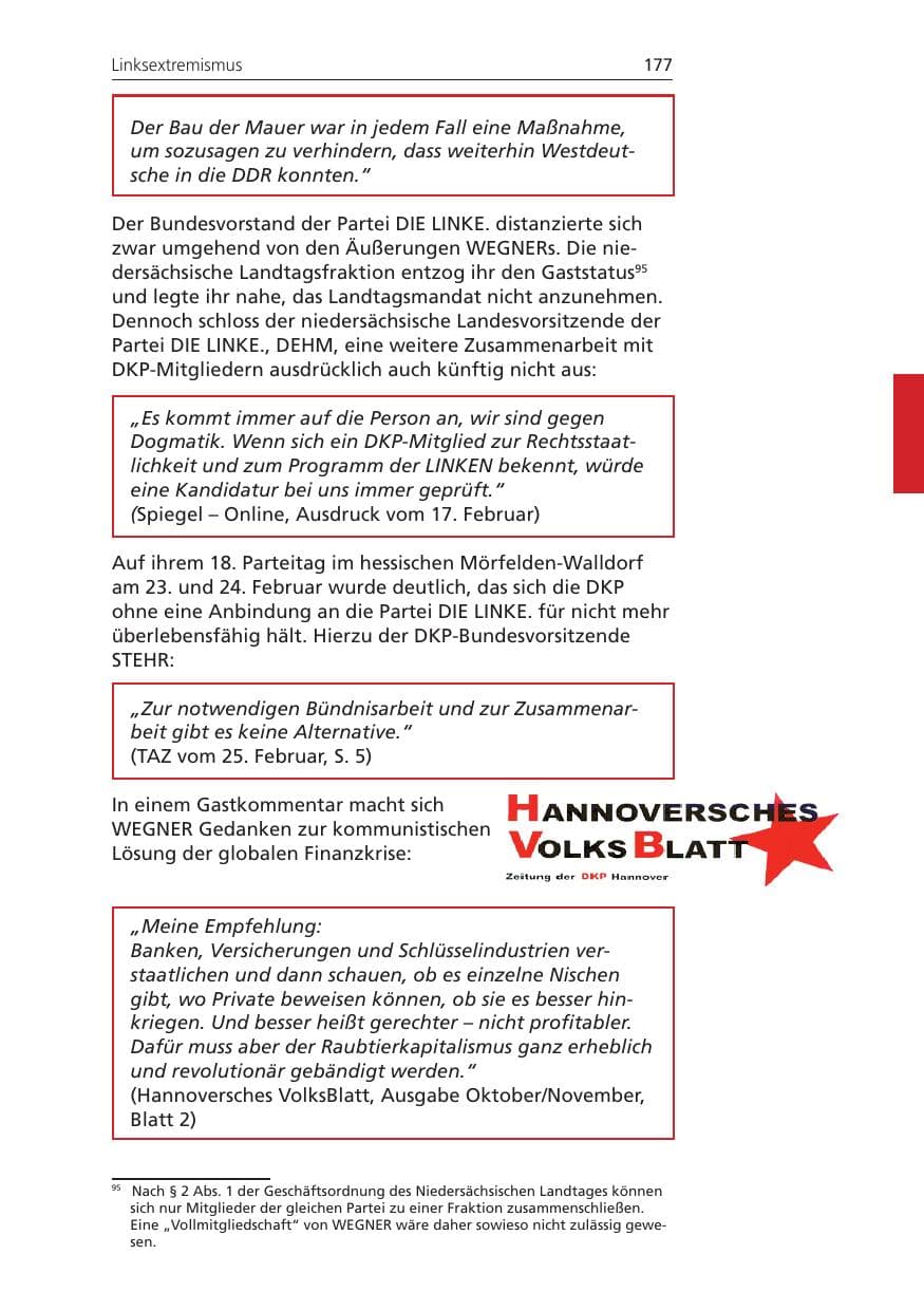 Seite 177 des Verfassungsschutzbericht 2008 Niedersachsen