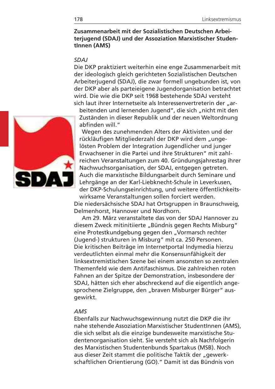 Seite 178 des Verfassungsschutzbericht 2008 Niedersachsen