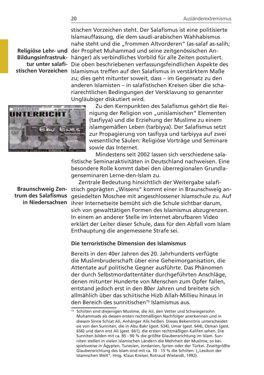 Seite 20 des Verfassungsschutzbericht 2008 Niedersachsen