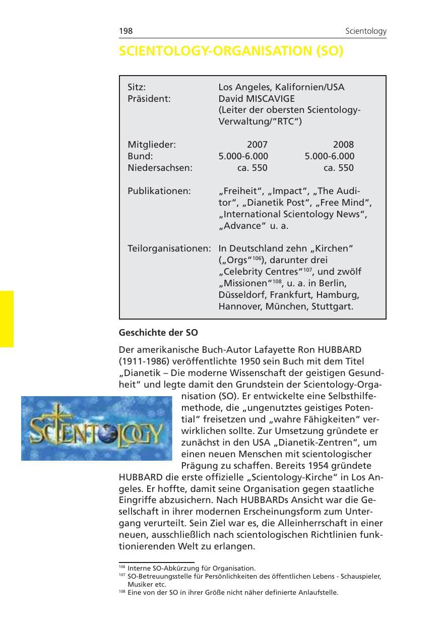 Seite 198 des Verfassungsschutzbericht 2008 Niedersachsen