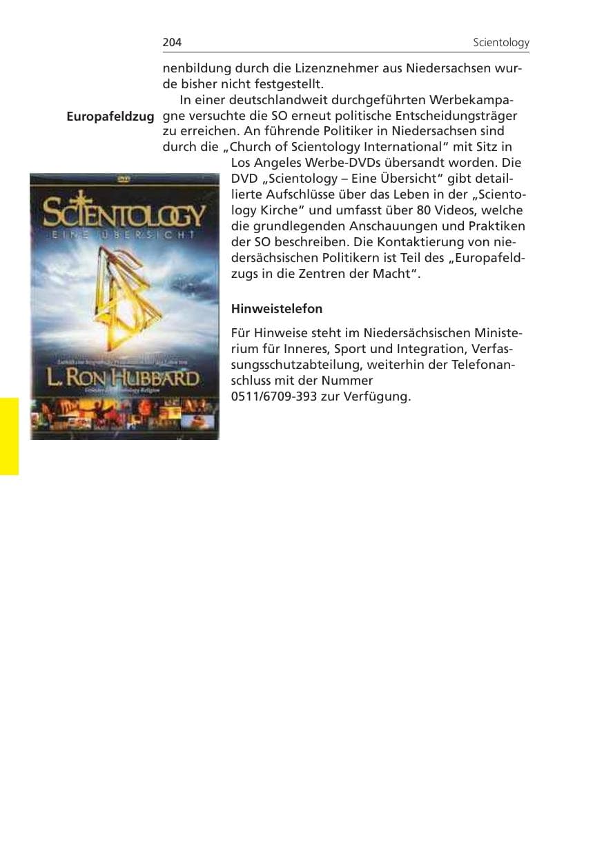 Seite 204 des Verfassungsschutzbericht 2008 Niedersachsen